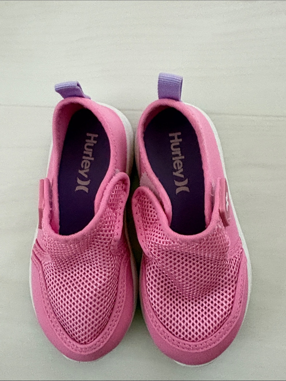 Hurley Toddlers Pink Mesh Slip-On Water Shoes with Purple Insole, SZ 8